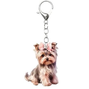 New Simulation Yorkshire Dog Keychain Acrylic Alloy Car Keyc