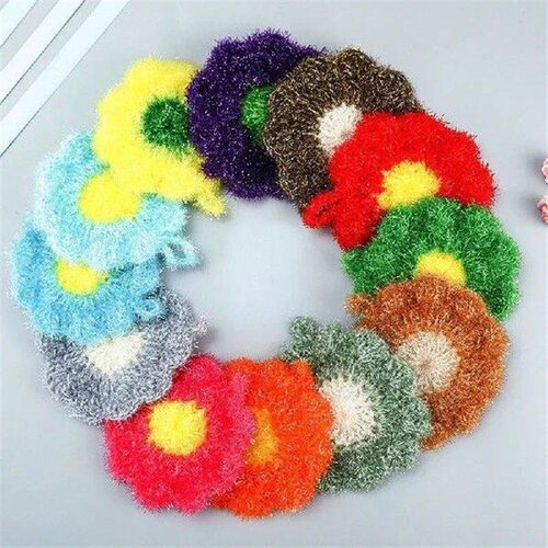 Colorful Flower Shape Acrylic Polyester Silk Dish Towel