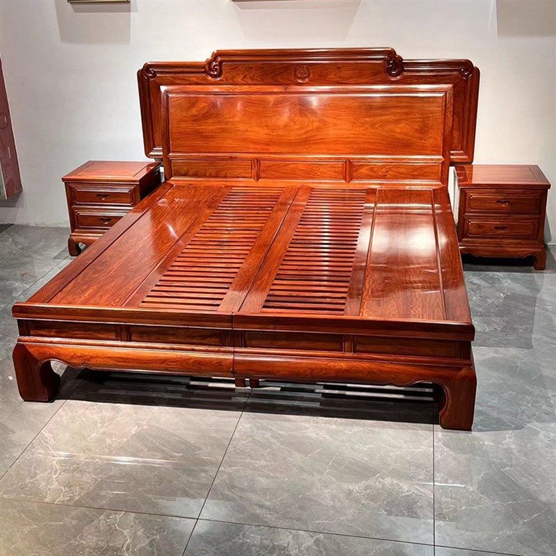 红木床花梨木人床中式缅花家俱1.8米实木大床镂空防潮床板,住宅家具,红木床,淘宝优惠券,粉丝福利购,淘宝优惠卷