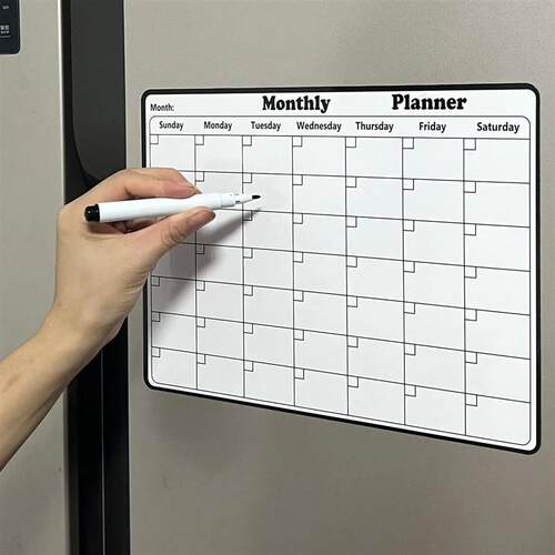 Magnetic Refrigerator Dry Erase Calendar Monthly Planner Whi