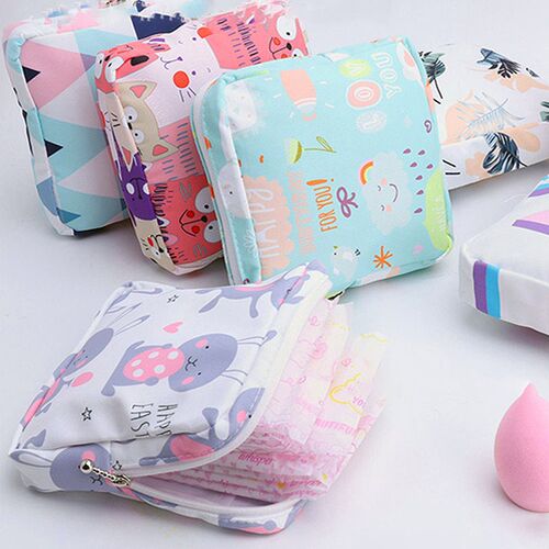 Women Portable Sanitary Napkin Storage Bag Cotton Travel Mak
