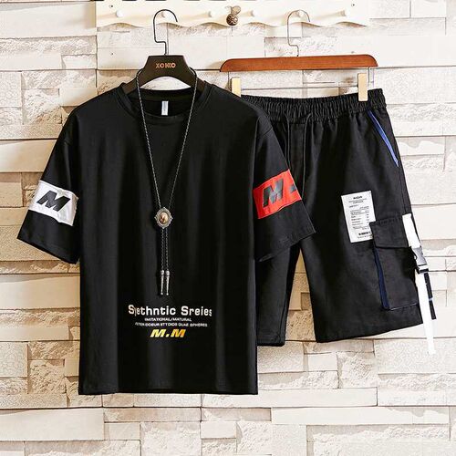 Summer Shorts Short-sleeved Casual Suit tendy Loose Large Si