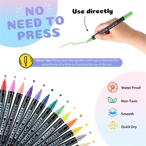 12/24/36/48 Colors Dual Tip Acrylic Paint Pens Markers  for