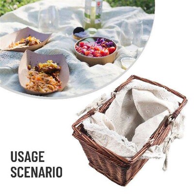 Picnic Basket Woven Natural Wicker Basket With Handles For