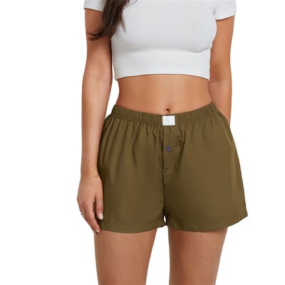 Casual striped contrasting shorts家居休闲宽松条纹撞色短裤女