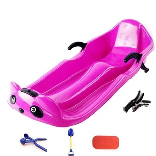 塑料加长加厚板滑沙板单人带刹车滑草板车雪橇爬犁春游