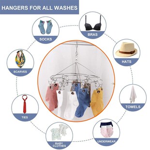 Stainless steel clothes rack with 36 clips用于晾干内衣,袜子