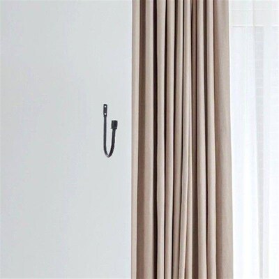 2 Pcs Bright Black Curtain Hooks Wall Mounted Holdbacks For