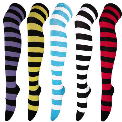 Fashion Striped Knee Socks Women Cotton Stockings Thigh High