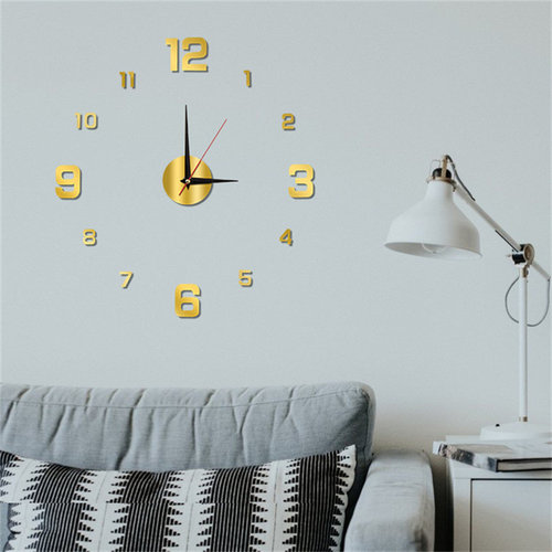 DIY Wall Clock 40cm/16 Frameless Modern 3D Wall Clock Mirr
