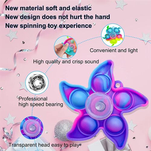 24 Pack Pop Fidget Spinner Keychain Toys Set Push Bubble Sen