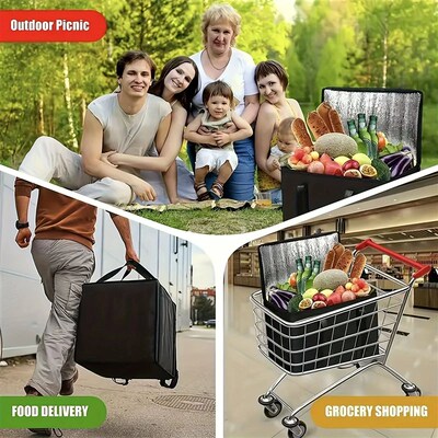 Large Capacity Insulated Grocery Bags Foldable Portable Soft