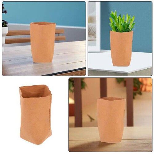 Retro Kraft Paper Flower Pot Brown Reusable Storage Bags
