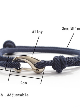 New Adjustable 3mm Thin Cord Bracelet Homme Double Layer