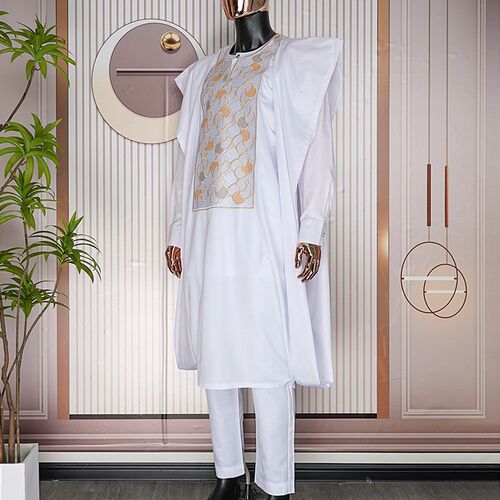 H&D African clothes for men Clothing Bazin white Embroidery