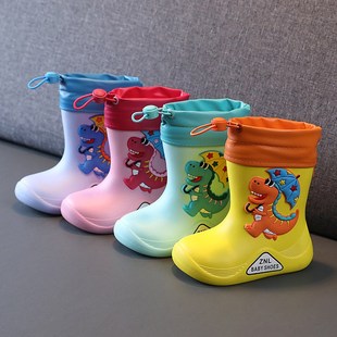 Removable Plush Rain Boots Boys Girls Toddler Waterproof