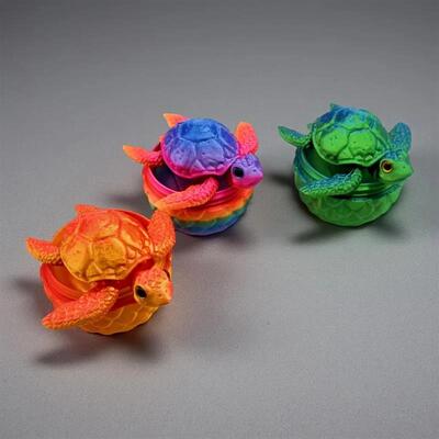 3D Printed Flexible Joint Sea Turtle with Egg Sculpture Fun