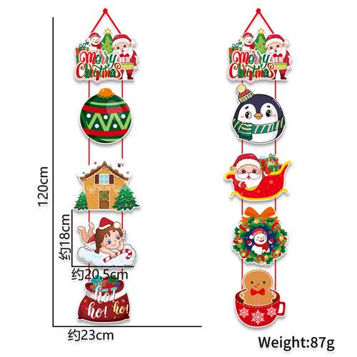 Merry Christmas paper door hanging xmas tree Santa Claus挂饰