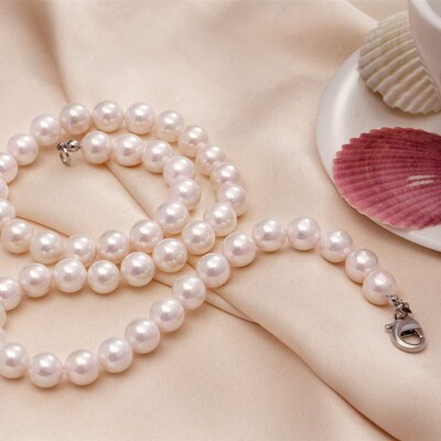 Pearl Necklace Men Simple Handmade Strand Bead Necklace  New