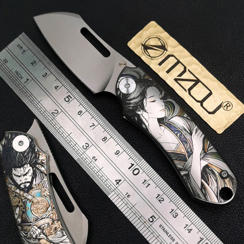 明州S90V粉末钢折刀高硬度锋利户外随身无锁口袋钛合金折叠水果刀