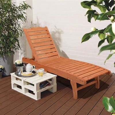 Outdoor Wooden Chaise Lounge Chair, Longer Sun Lounger Recli