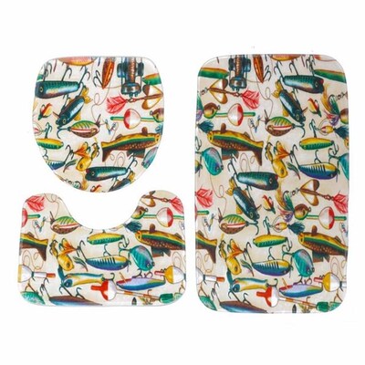 3Pcs Bathroom Accessaries Set Waterproof Shower Curtain Toil
