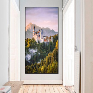 城市建筑风景画墙贴自粘墙壁画贴纸过道走廊玄关装饰墙画客厅竖版