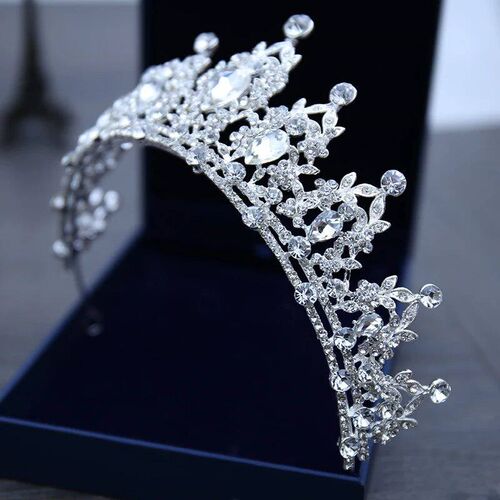 Wedding Hair Tiara Crystal Bridal Tiara Crown Silver Color D