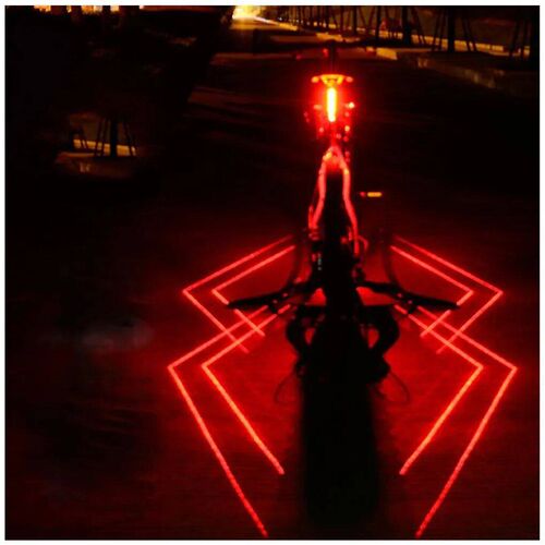 Bike Rear Light Laser Line Warning Lamp Waterproof Seatpost