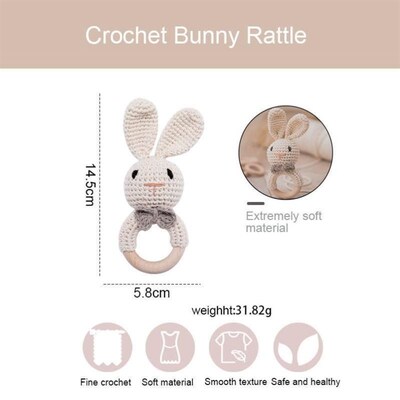 1pc Baby Teether Music Rattles for Kids Animal Crochet Rattl