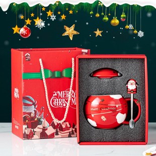 Christmas Cup Mug Christmas Ceramic Cup With Lid And Spoon S