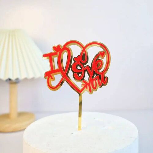 Big Red Love Wedding & Engagement Party Cake Toppers Acrylic