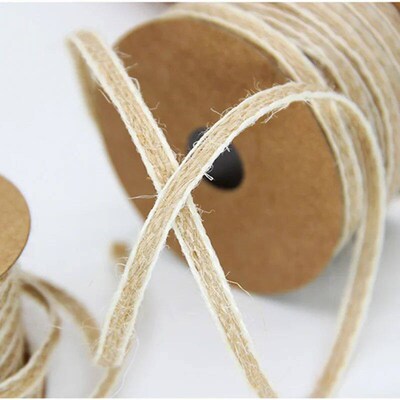 5M/Roll Width 0.5cm Jute Burlap Rolls Hessian Ribbon With La
