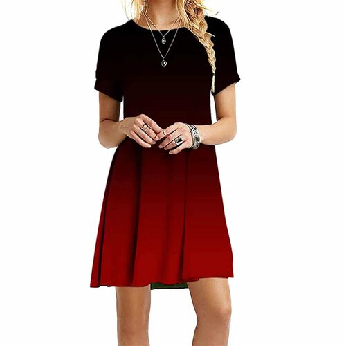 Fashion New Loose Slimming Short-sleeved Mid-length Dress Su
