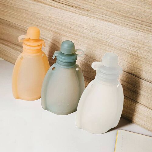 120ML Bpa Free Refillable Silicone Baby Food Bags Reusable S