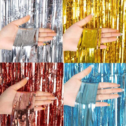 Cheap as a Party Metallic Tinsel Foil Fringe Curtains Backdr