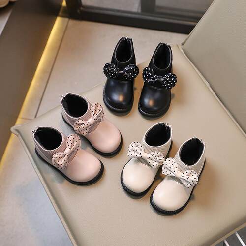 2025 Girls Fleece-lined Ankle Boots tton Fashion All-match P