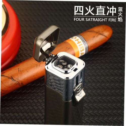 Metal Blue Flame Turbo Butane Gas Lighter Cigar Men's Gi