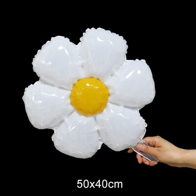 10Pcs Mini Daisy Foil Balloons White Sunflower Balloon Weddi