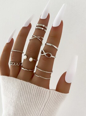 Fashion Hollow Butterfly Ring Set 9PCS Elegant Vintage Cryst