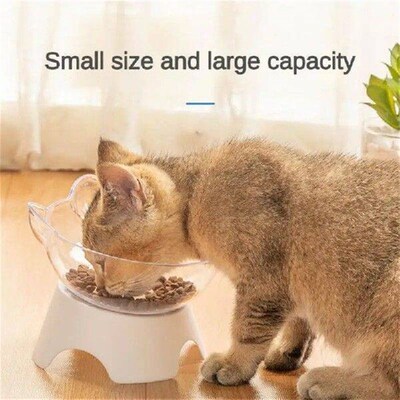 Cat Raised Stand Feeding Bowl Transparent Plastic Pet Food