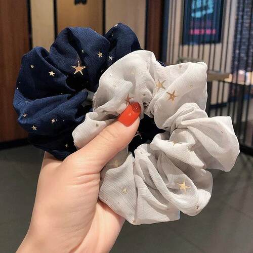 1Pcs Bronzing Small Star Large Intestine Ring Chiffon Cloth