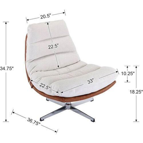 Modern Swivel Accent Chair with Ottoman Set, Linen Oversized