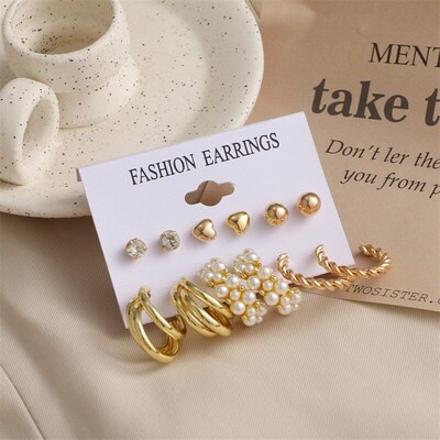 New metal punk earring set for women, retro, niche, high-en