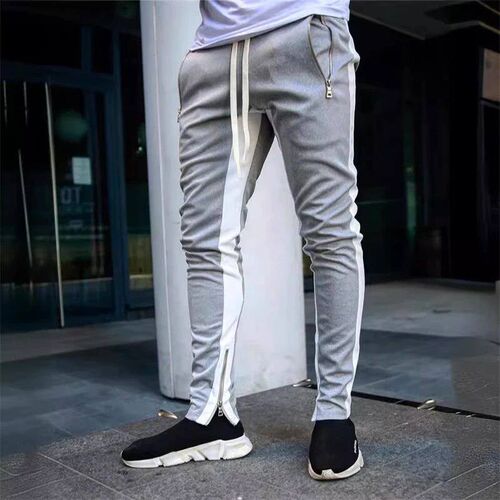 Mens Joggers Sweatpants with Zippered & Double Pockets Stri