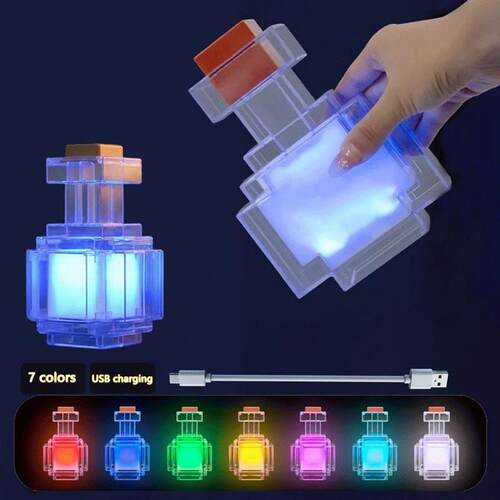 MC Game Night Light Change Color Liquid Medicine Bottle