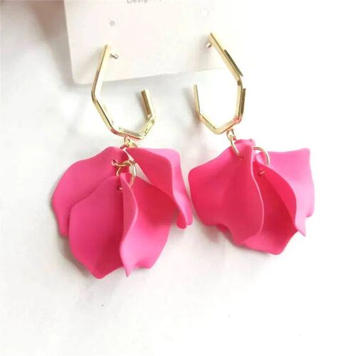 18 Colors Fashion Acrylic Petals Flower Rose Red Dangle Earr