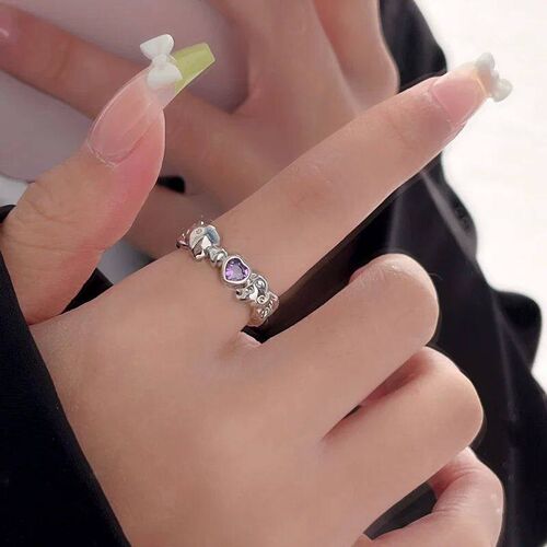 pcs Fashion Shiny Irregular Purple Rhinestone Couple Rings