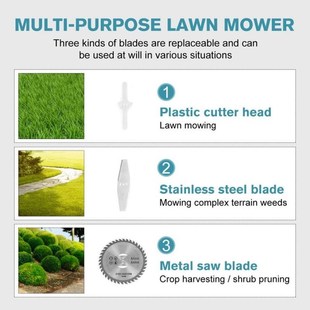 Drillpro 12/21V 1200W Electric Lawn Mower Li-ion Cordless Gr