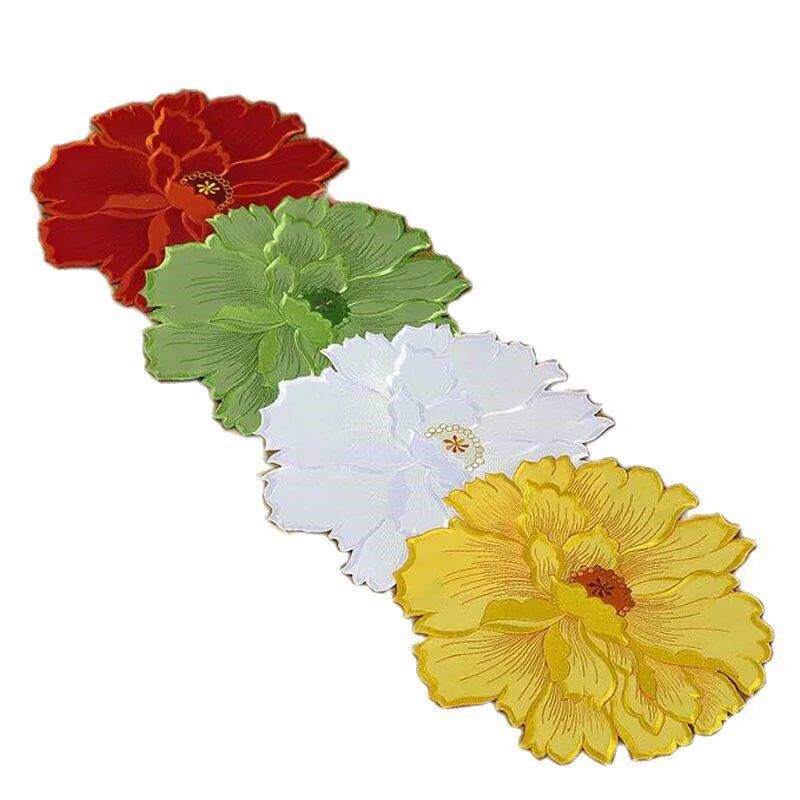 Popular rose flower embroidery place table mat cloth kitchen